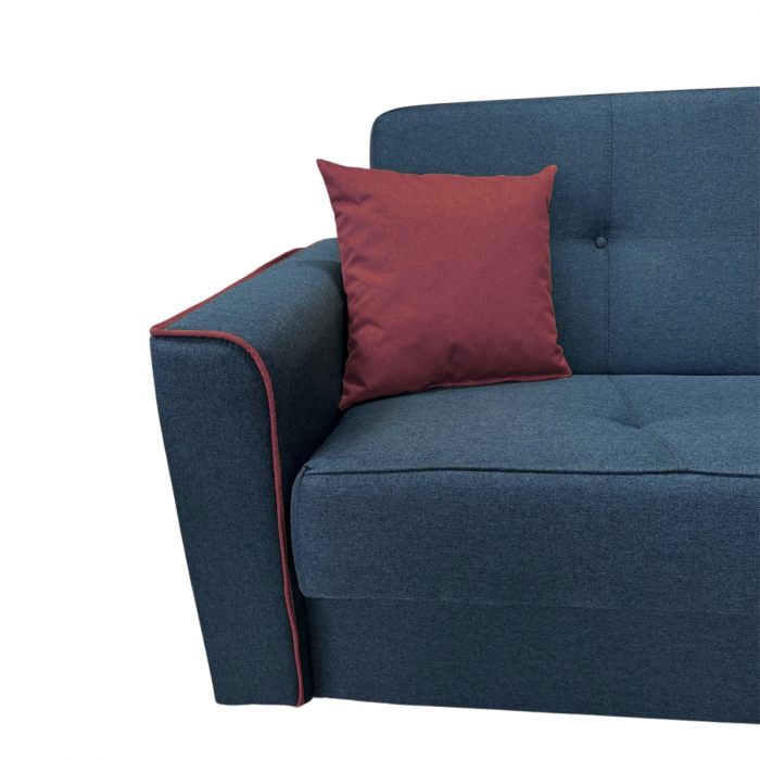 Canapea VERA extensibila, 3 locuri, lada de depozitare, stofa rosu bordo, 225x90x90 [7]