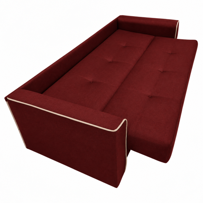 Canapea VERA extensibila, 3 locuri, lada de depozitare, stofa rosu bordo, 225x90x90 [25]
