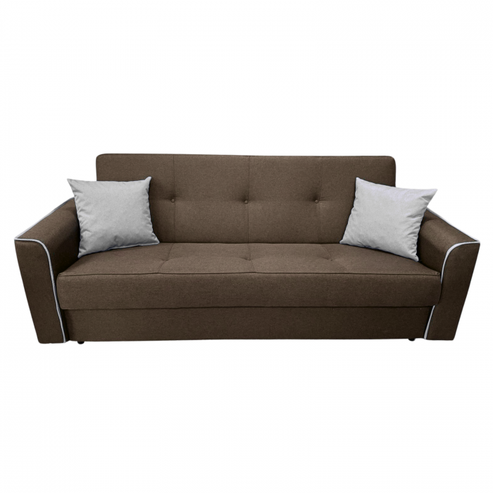 Canapea VERA extensibila, 3 locuri, lada de depozitare, stofa rosu bordo, 225x90x90 [1]