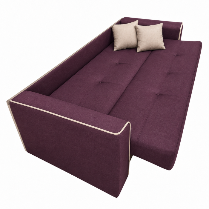 Canapea VERA extensibila, 3 locuri, lada de depozitare, stofa rosu bordo, 225x90x90 [28]