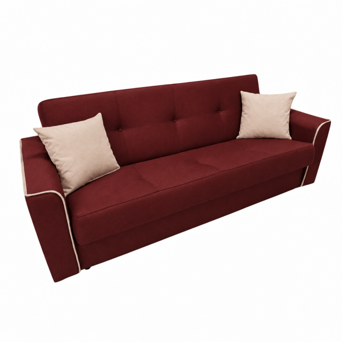 Canapea VERA extensibila, 3 locuri, lada de depozitare, stofa rosu bordo, 225x90x90 [17]