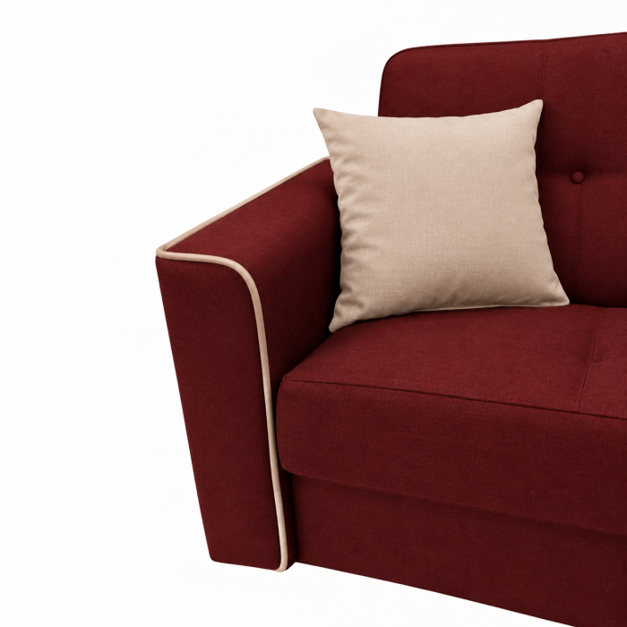 Canapea VERA extensibila, 3 locuri, lada de depozitare, stofa rosu bordo, 225x90x90 [18]