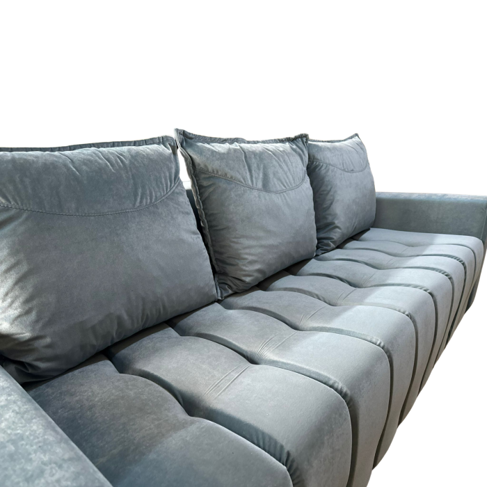 Canapea ZARA extensibila, 3 locuri, cu lada de depozitare, catifea albastru deschis , 220x95x80 [4]