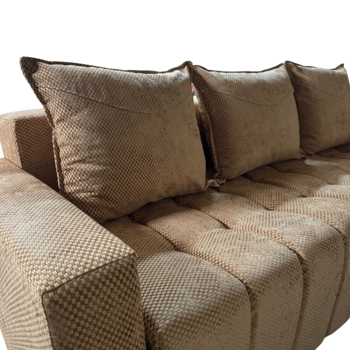 Canapea ZARA extensibila, 3 locuri, cu lada de depozitare, stofa bej auriu , 220x95x80 [5]