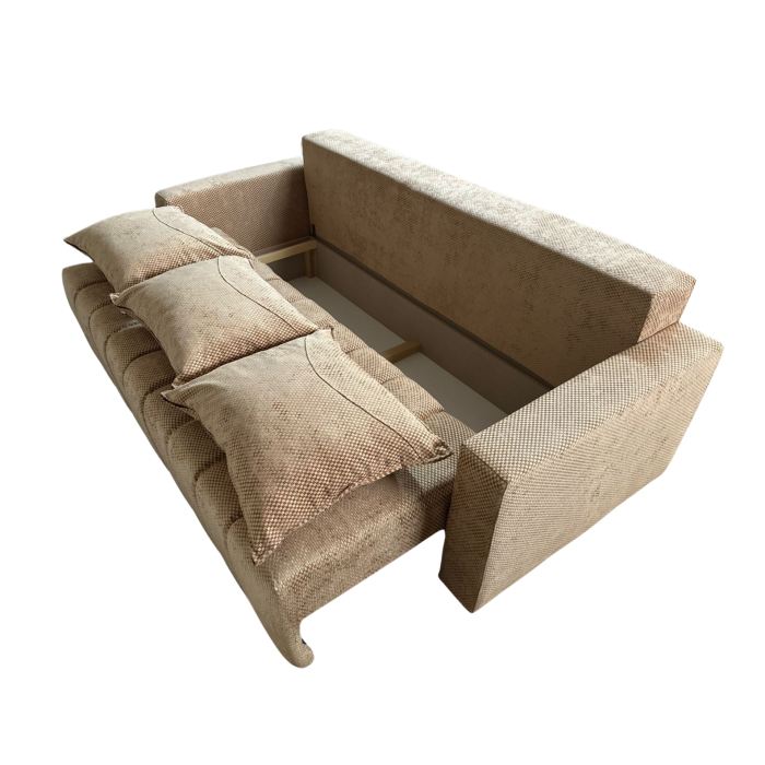 Canapea ZARA extensibila, 3 locuri, cu lada de depozitare, stofa bej auriu , 220x95x80 [8]