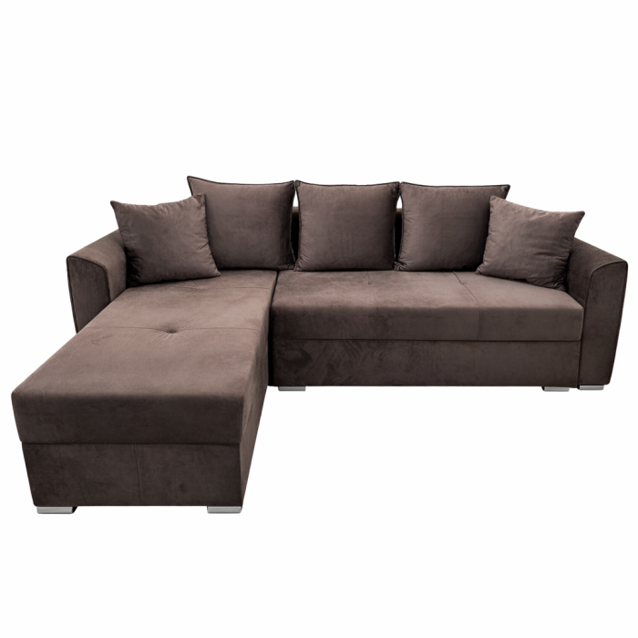 Coltar Lori, 4 locuri, cu 2 lazi de depozitare, catifea, 260x95x80 cm, culoare maro [2]