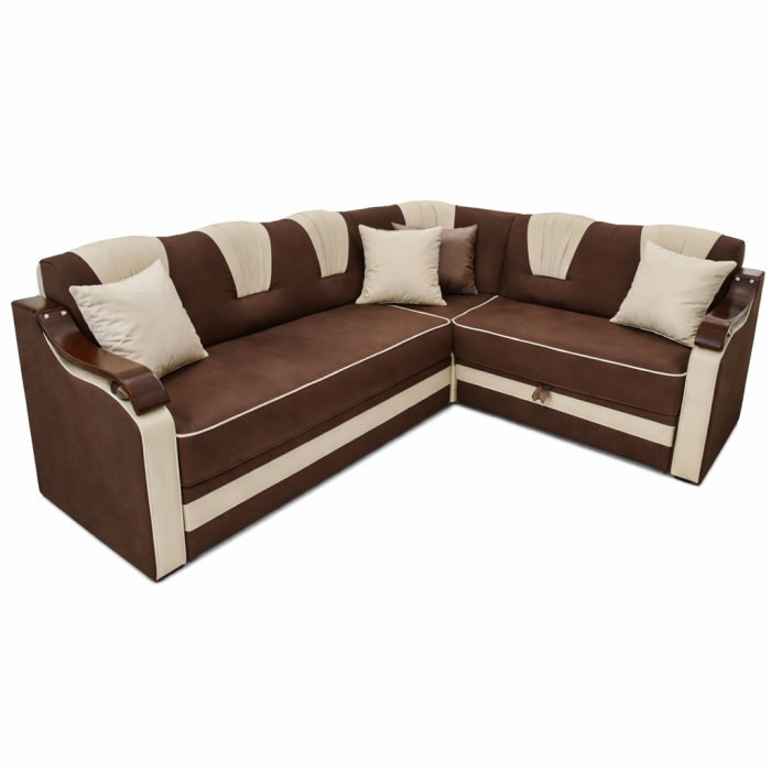 Coltar VALAHIA extensibil, lada de depozitare, stofa gri + negru, 270x220x90 [2]