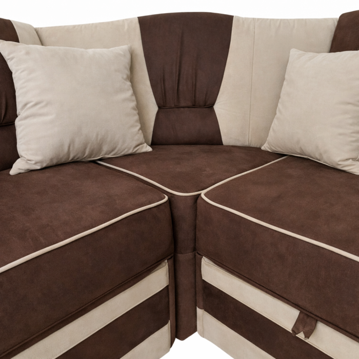 Coltar VALAHIA extensibil, lada de depozitare, stofa gri + negru, 270x220x90 [4]