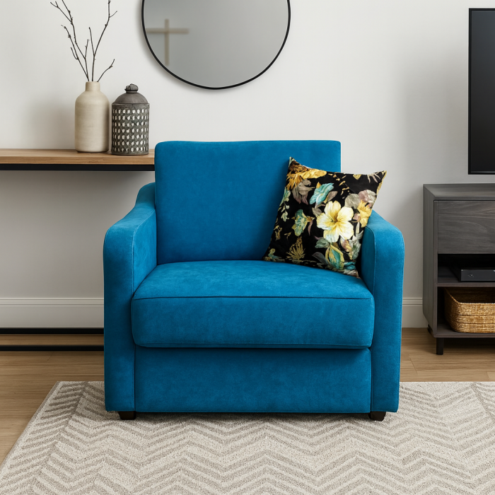 Fotoliu SAMY extensibil, cu lada de depozitare, stofa negru cu gri , 103x100x92 [4]