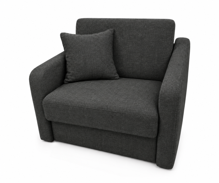 Fotoliu SAMY extensibil, cu lada de depozitare, stofa negru cu gri , 103x100x92 [3]
