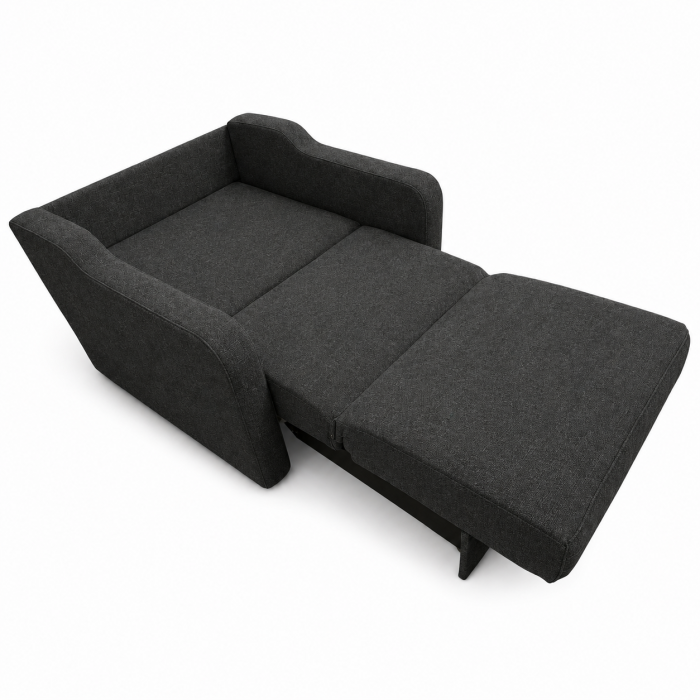 Fotoliu SAMY extensibil, cu lada de depozitare, stofa negru cu gri , 103x100x92 [4]