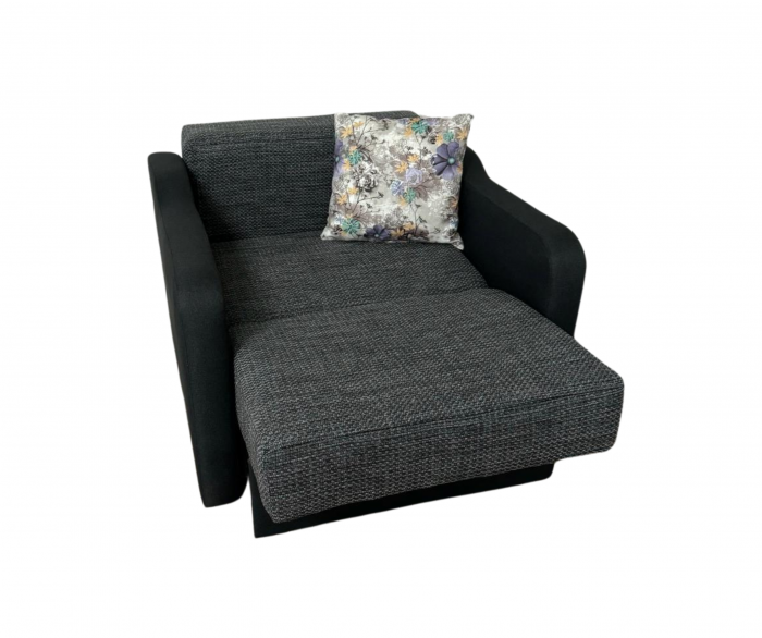 Fotoliu SAMY extensibil, cu lada de depozitare, stofa negru cu gri , 103x100x92 [3]