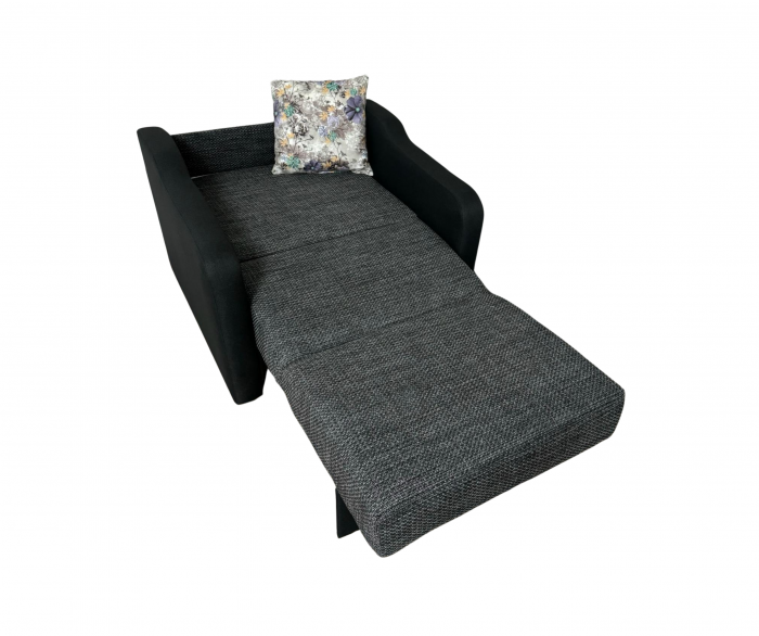 Fotoliu SAMY extensibil, cu lada de depozitare, stofa negru cu gri , 103x100x92 [2]