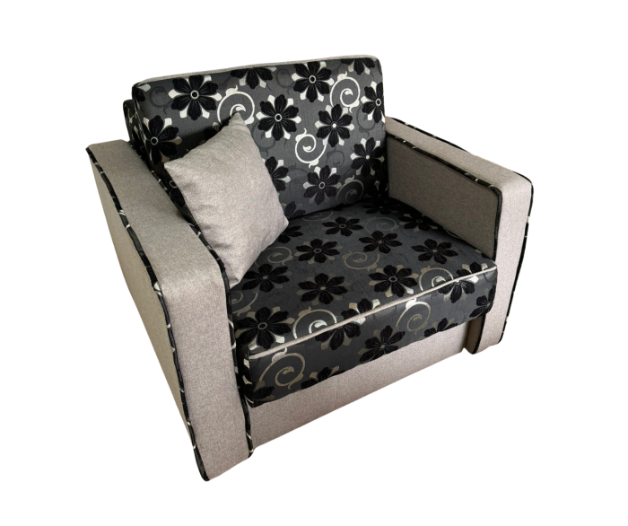 Fotoliu SAMY NEXT extensibil, cu lada de depozitare, stofa gri cu negru , 103x100x92 [1]