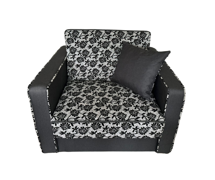 Fotoliu SAMY NEXT extensibil, cu lada de depozitare, stofa gri cu negru , cadru metalic, 103x100x92 [3]