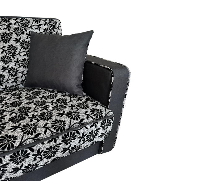 Fotoliu SAMY NEXT extensibil, cu lada de depozitare, stofa gri cu negru , cadru metalic, 103x100x92 [6]