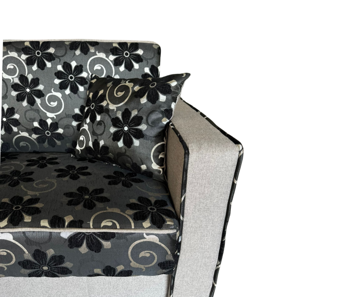 Fotoliu SAMY NEXT extensibil, cu lada de depozitare, stofa gri cu negru , 103x100x92 [8]