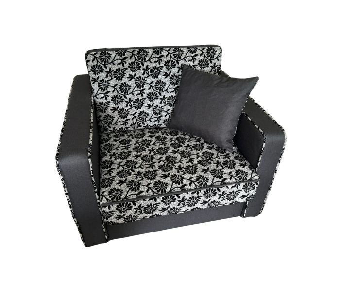 Fotoliu SAMY NEXT extensibil, cu lada de depozitare, stofa gri cu negru , cadru metalic, 103x100x92 [8]