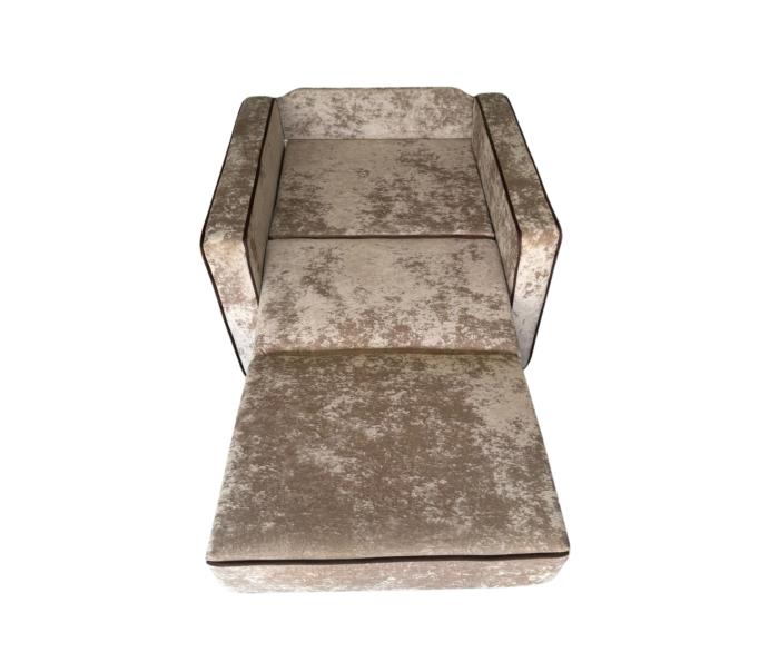 Fotoliu SAMY NEXT extensibil, cu lada de depozitare, stofa plusata bej , cadru metalic ,103x100x92 [4]