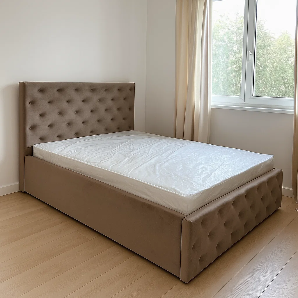 Pat tapitat Berlin cu somiera rabatabila si spatiu de depozitare, catifea gri , 120x200 cm [1]