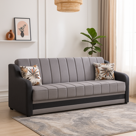 Canapea ALEX extensibila, 3 locuri, cu lada de depozitare, stofa mov, 220x90x90 [3]