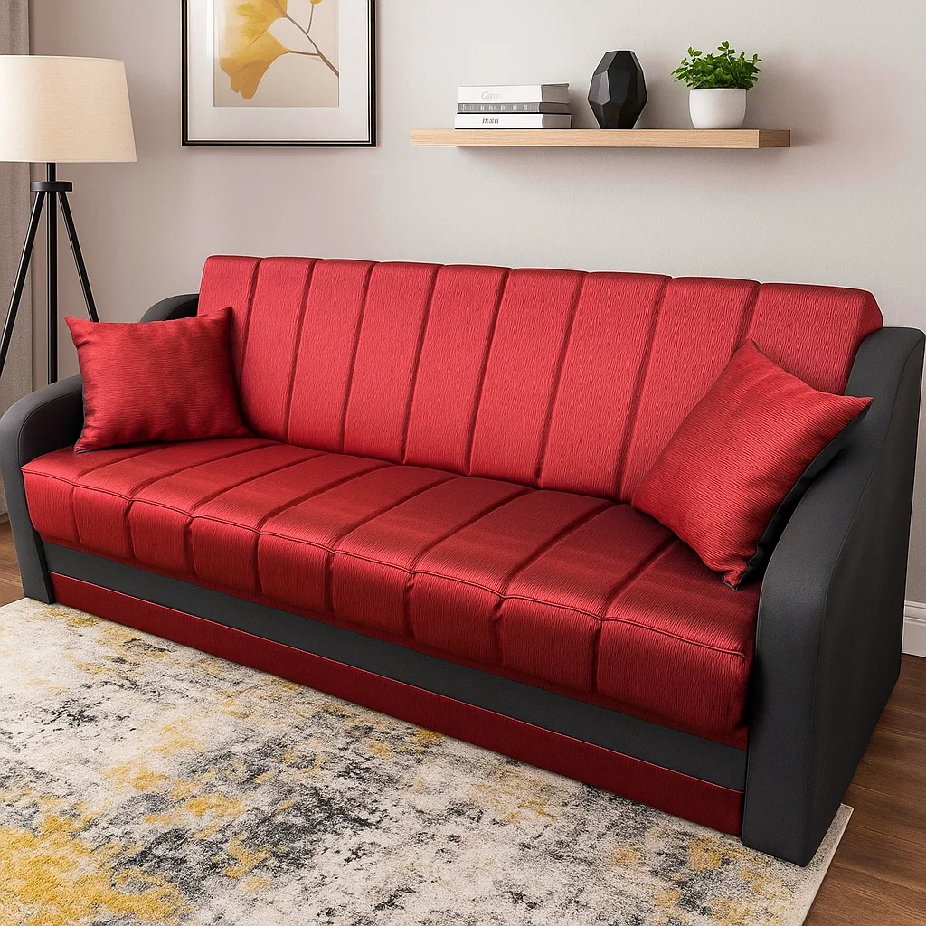 Canapea ALEX extensibila, 3 locuri, cu lada de depozitare, stofa mov, 220x90x90 [1]