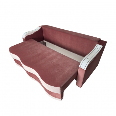 Canapea DIANA extensibila, 3 locuri, cu lada de depozitare, catifea crem cu roz, 220x100x85 [3]