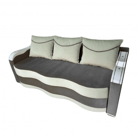 Canapea DIANA extensibila, 3 locuri, cu lada de depozitare, catifea crem cu roz, 220x100x85 [2]