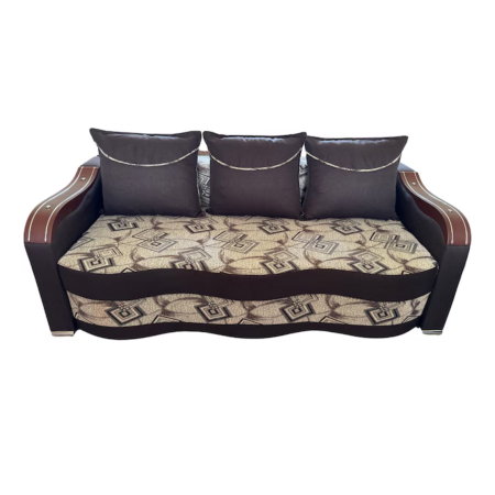 Canapele - Canapea DIANA extensibila, 3 locuri, cu lada de depozitare, stofa crem cu maro , 220x100x85