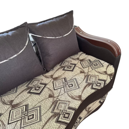 Canapea DIANA extensibila, 3 locuri, cu lada de depozitare, stofa crem cu maro , 220x100x85 [6]