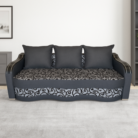 Canapea DIANA extensibila, 3 locuri, cu lada de depozitare, stofa crem cu maro , 220x100x85 [2]