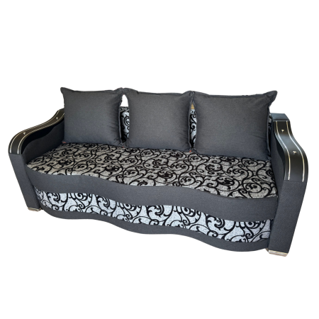 Canapea DIANA extensibila, 3 locuri, cu lada de depozitare, stofa crem cu maro , 220x100x85 [1]