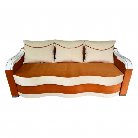 Canapea DIANA extensibila, 3 locuri, cu lada de depozitare, catifea crem cu roz, 220x100x85 Canapele - Canapea DIANA extensibila, 3 locuri, cu lada de depozitare, catifea crem cu roz, 220x100x85