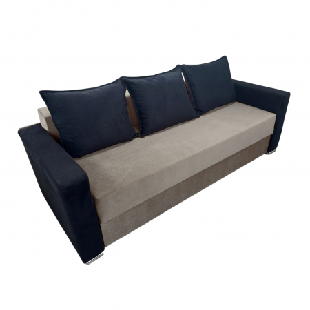 Canapea ELIZA extensibilă 3 locuri, cu ladă depozitare, tapițată în catifea maro cappuccino cu negru, dimensiuni 220x95x80 cm [2]