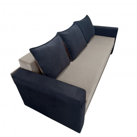 Canapea ELIZA extensibilă 3 locuri, cu ladă depozitare, tapițată în catifea maro cappuccino cu negru, dimensiuni 220x95x80 cm [6]