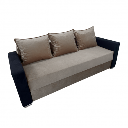 Canapea ELIZA extensibilă 3 locuri, cu ladă depozitare, tapițată în catifea maro cappuccino cu negru, dimensiuni 220x95x80 cm [3]