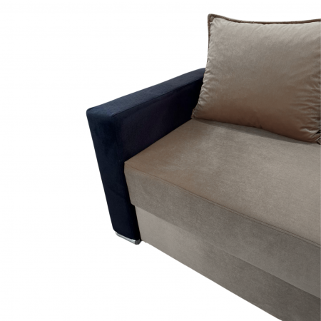 Canapea ELIZA extensibilă 3 locuri, cu ladă depozitare, tapițată în catifea maro cappuccino cu negru, dimensiuni 220x95x80 cm [5]