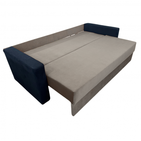 Canapea ELIZA extensibilă 3 locuri, cu ladă depozitare, tapițată în catifea maro cappuccino cu negru, dimensiuni 220x95x80 cm [4]