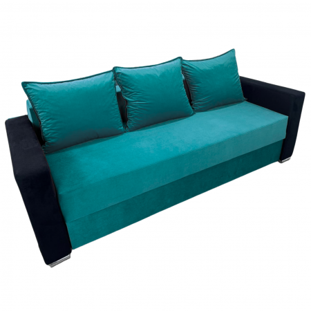 Canapea ELIZA extensibilă 3 locuri, cu ladă depozitare, tapițată în catifea maro cappuccino cu negru, dimensiuni 220x95x80 cm [3]