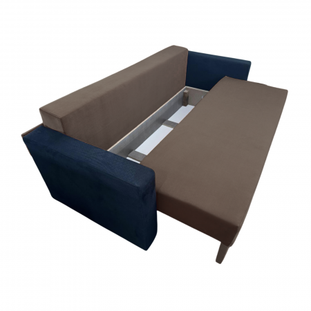 Canapea ELIZA extensibilă 3 locuri, cu ladă depozitare, tapițată în catifea maro cappuccino cu negru, dimensiuni 220x95x80 cm [5]