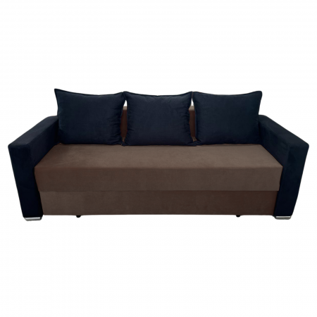 Canapele - Canapea ELIZA extensibilă 3 locuri, cu ladă depozitare, tapițată în catifea maro cappuccino cu negru, dimensiuni 220x95x80 cm