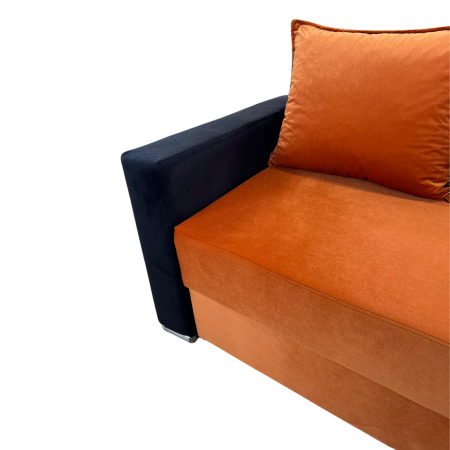 Canapea ELIZA extensibilă 3 locuri, cu ladă depozitare, tapițată în catifea maro cappuccino cu negru, dimensiuni 220x95x80 cm [7]