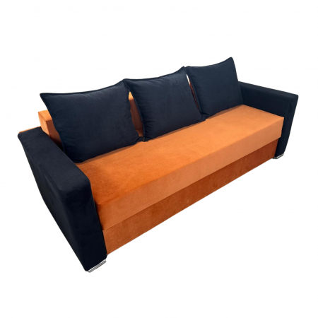 Canapea ELIZA extensibilă 3 locuri, cu ladă depozitare, tapițată în catifea maro cappuccino cu negru, dimensiuni 220x95x80 cm [3]