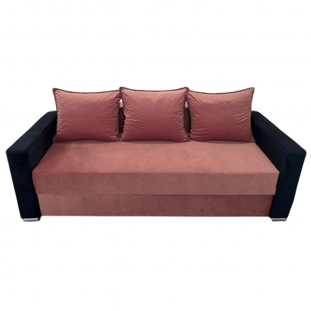 Canapea ELIZA extensibilă 3 locuri, cu ladă depozitare, tapițată în catifea maro cappuccino cu negru, dimensiuni 220x95x80 cm [2]