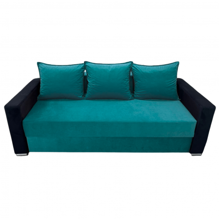 Canapea ELIZA extensibilă 3 locuri, cu ladă depozitare, tapițată în catifea maro cappuccino cu negru, dimensiuni 220x95x80 cm [2]