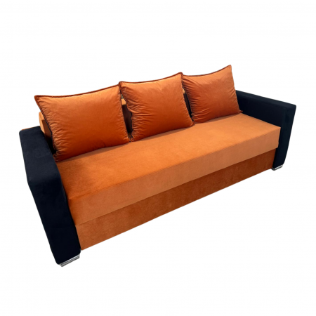 Canapea ELIZA extensibilă 3 locuri, cu ladă depozitare, tapițată în catifea maro cappuccino cu negru, dimensiuni 220x95x80 cm [4]