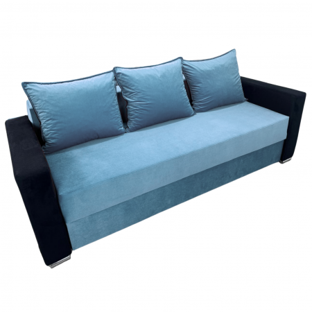 Canapea ELIZA extensibilă 3 locuri, cu ladă depozitare, tapițată în catifea maro cappuccino cu negru, dimensiuni 220x95x80 cm [3]