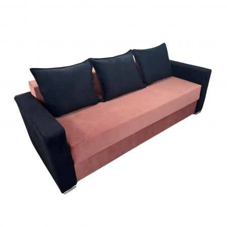 Canapea ELIZA extensibilă 3 locuri, cu ladă depozitare, tapițată în catifea maro cappuccino cu negru, dimensiuni 220x95x80 cm [3]