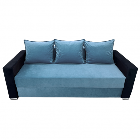 Canapea ELIZA extensibilă 3 locuri, cu ladă depozitare, tapițată în catifea maro cappuccino cu negru, dimensiuni 220x95x80 cm [2]