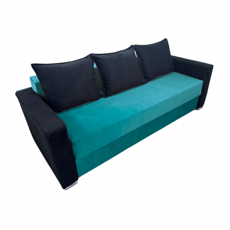Canapea ELIZA extensibilă 3 locuri, cu ladă depozitare, tapițată în catifea maro cappuccino cu negru, dimensiuni 220x95x80 cm [1]